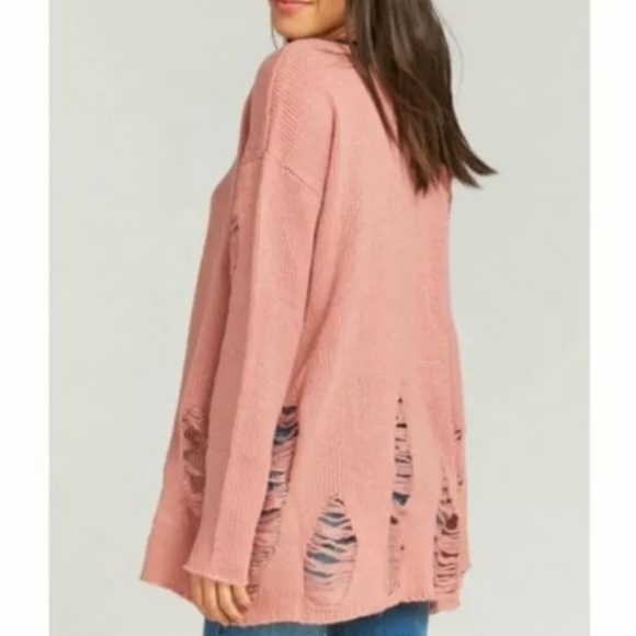 Show Me Your Mumu Tamaya Tunic Distressed Sweater Size Small Pink Long Sleeve - Picture 2 of 9